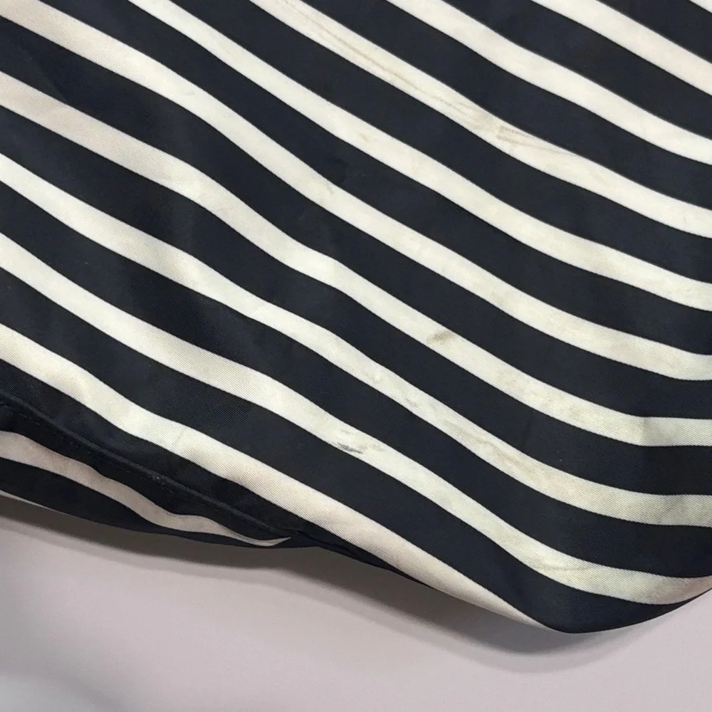 Kate Spade New York Black White Stripe Foldable Travel Tote Weekender Bag